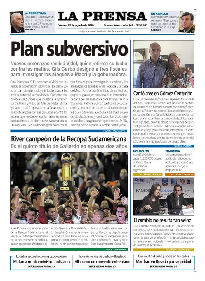 Para el diario La Prensa existe un "Plan Subversivo"