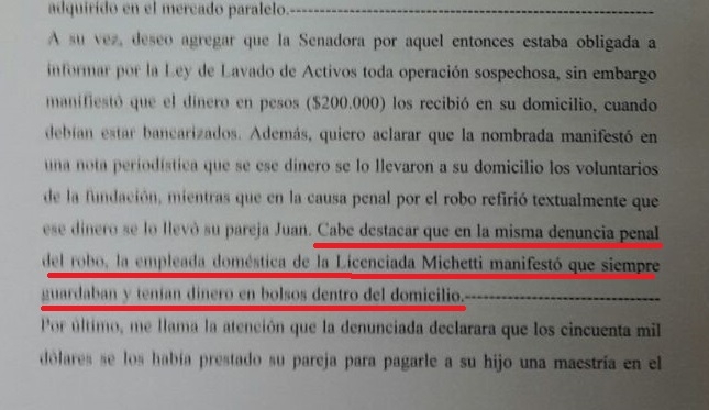La empleada doméstica de Michetti complicó a la ex presidenta